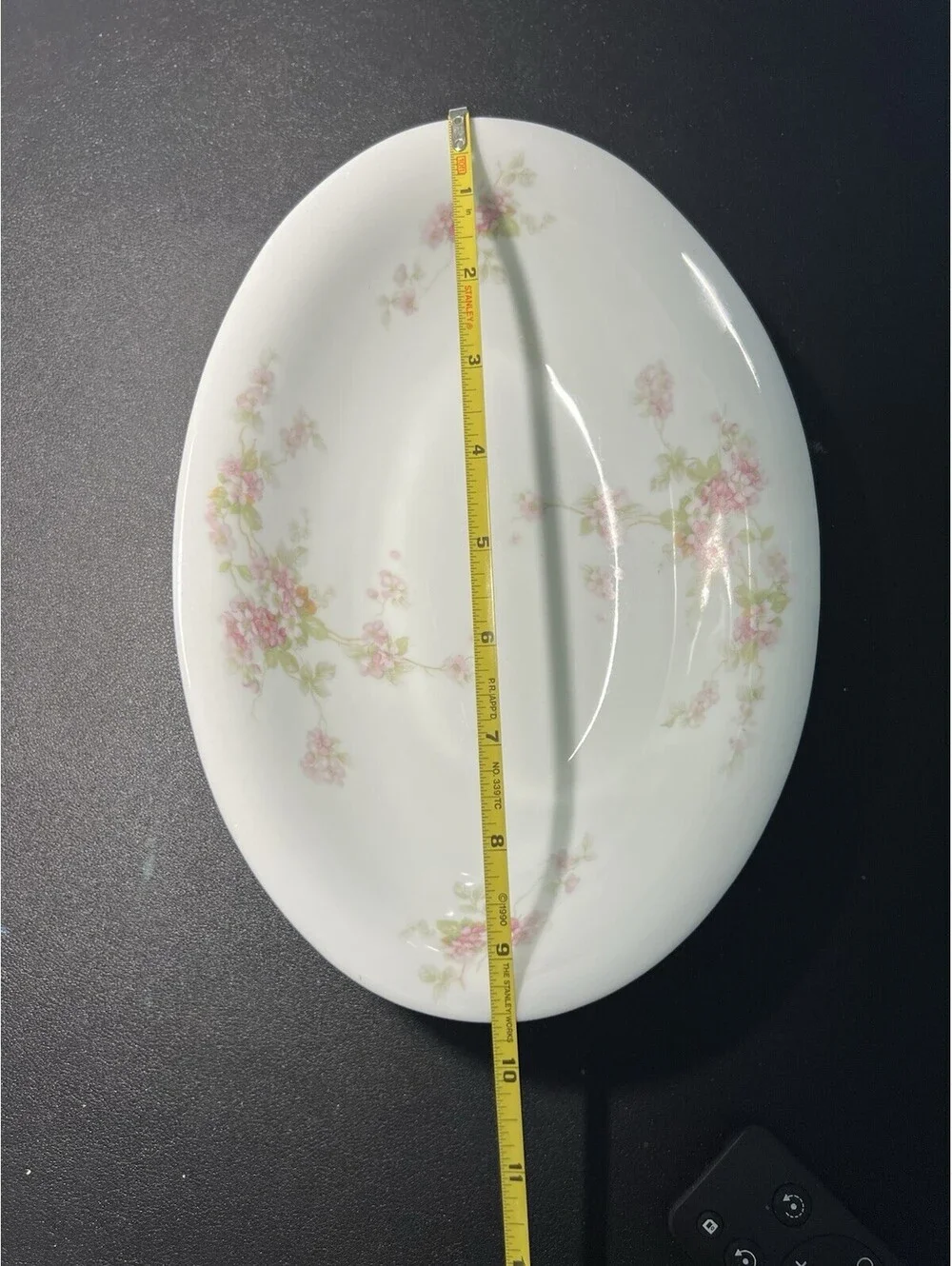 O&EG Royal Austria 1900s Pink Floral Porcelain Oval Serving Bowl, 9.5x7x2”